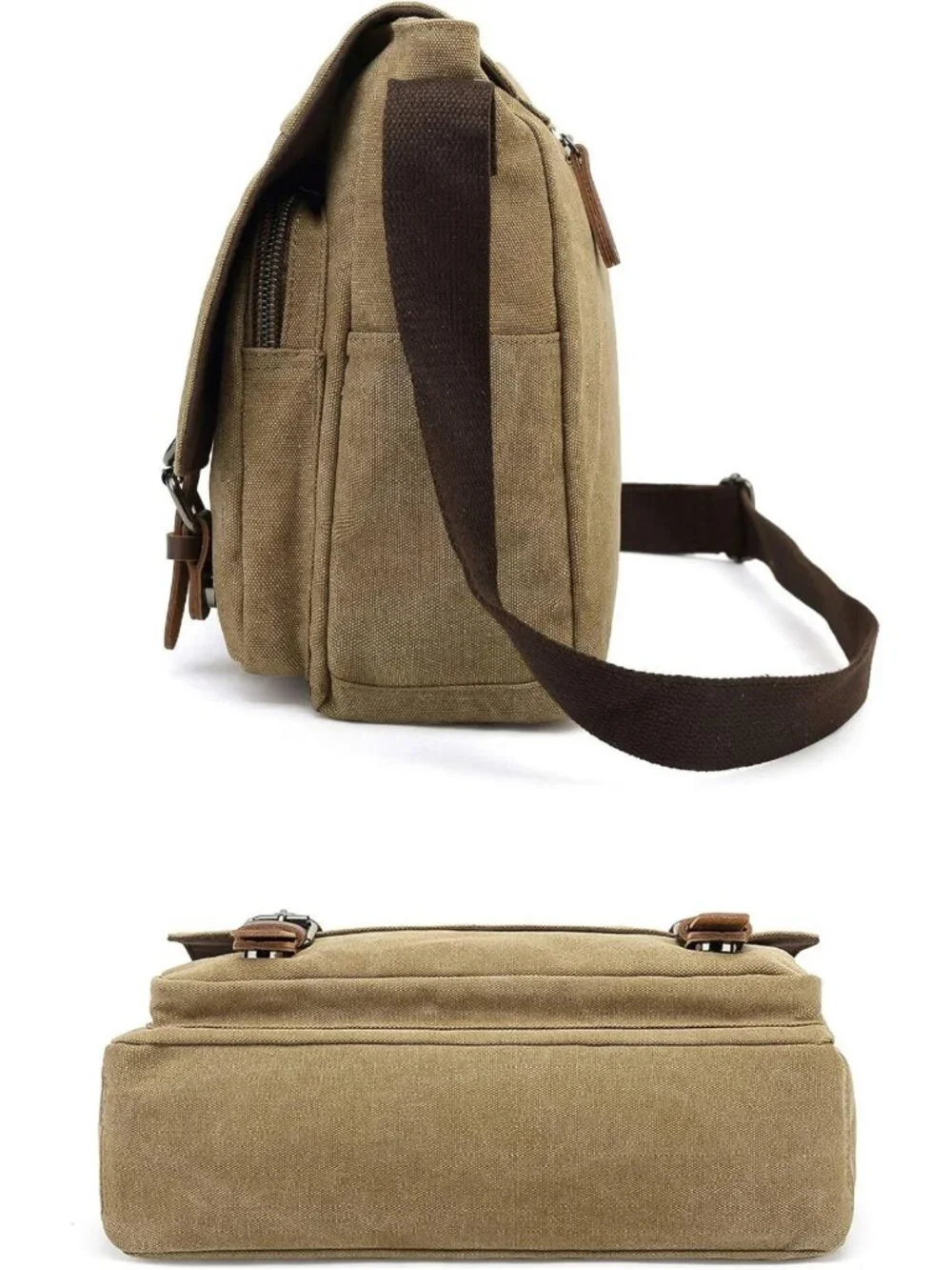 Vintage Canvas Messenger Bag | Large Leather Crossbody for 15